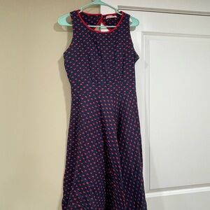 Trollied Dolly vintage  Navy and Red Sleeveless Midi Dress